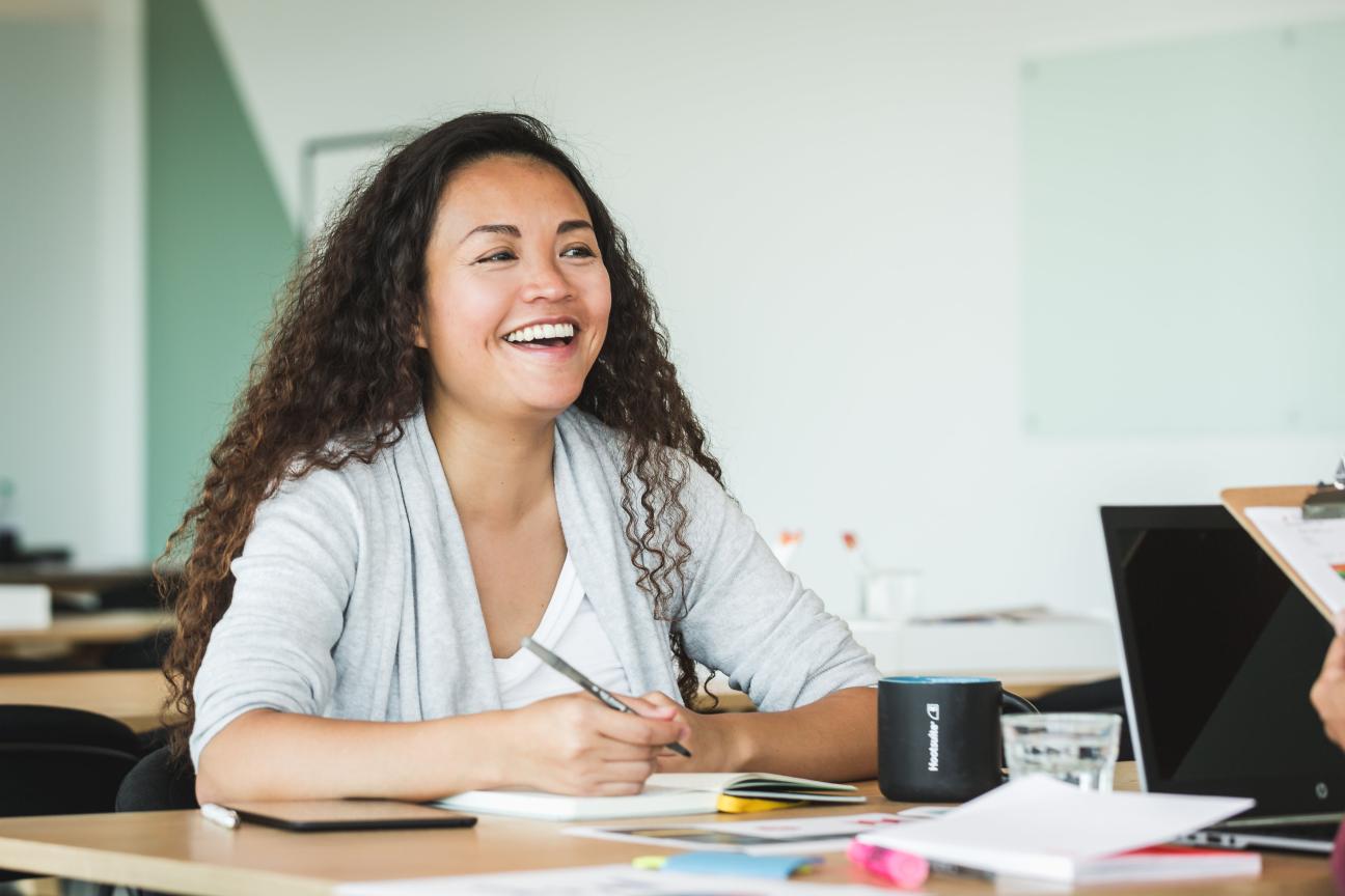 Woman smiling at work