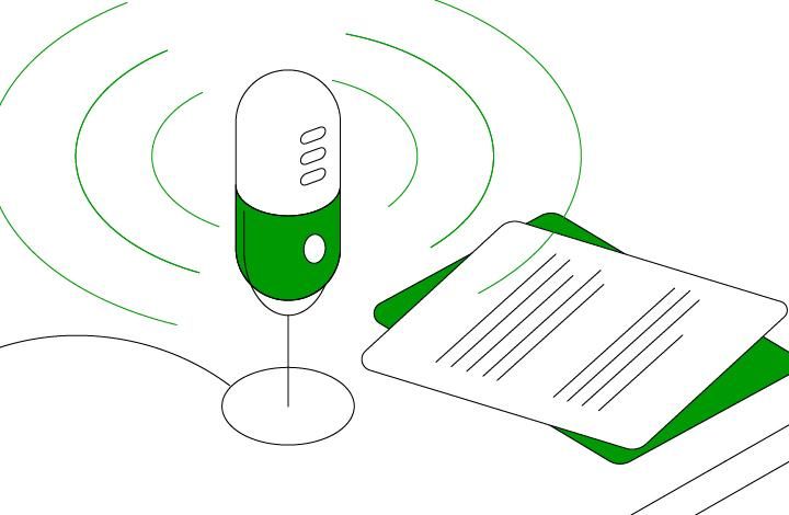 Graphic of a podcast microphone