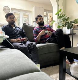 Two men playing video games