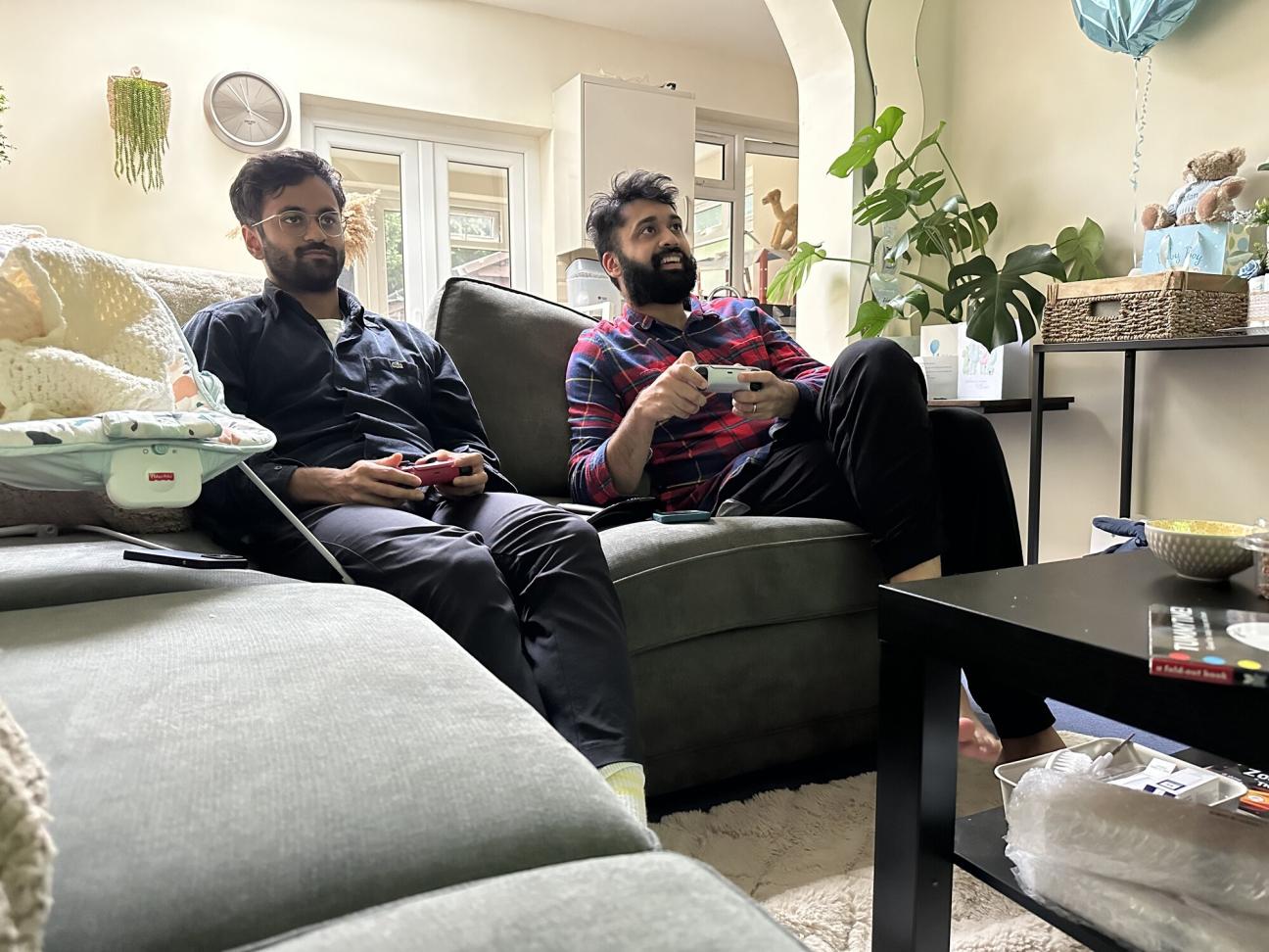 Two men playing video games