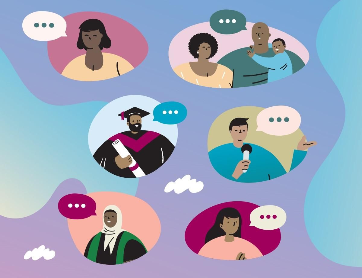 Cartoon of multiple people