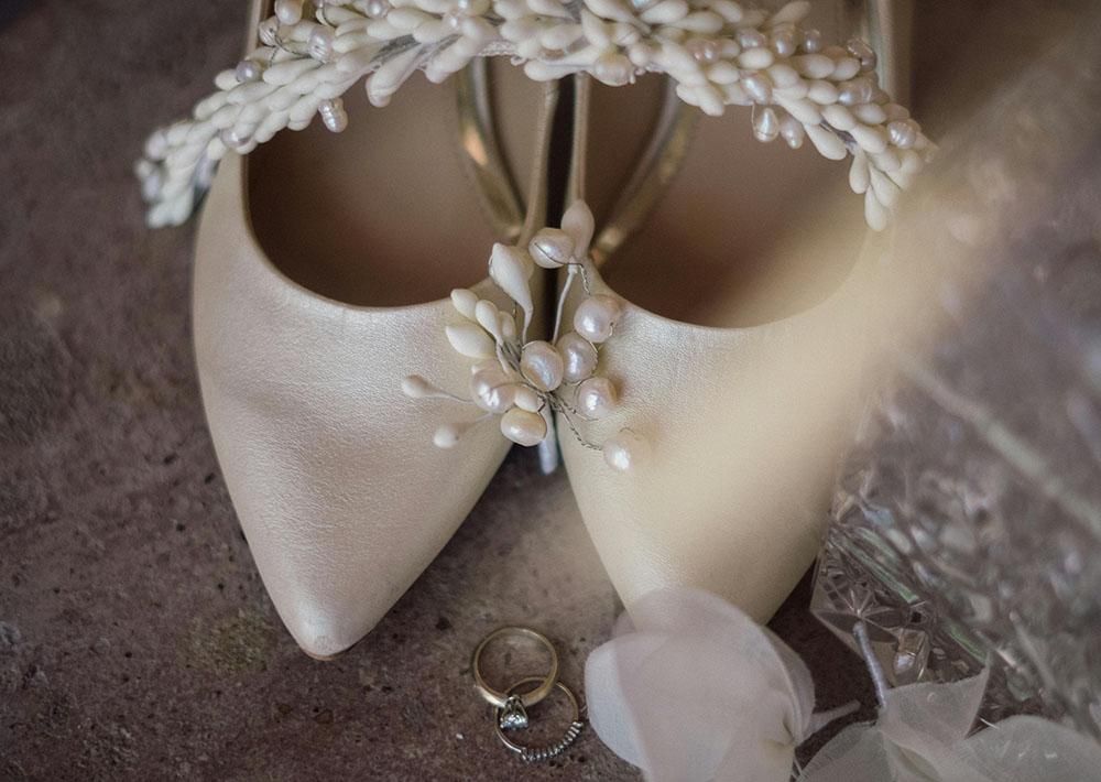 Wedding shoes and rings