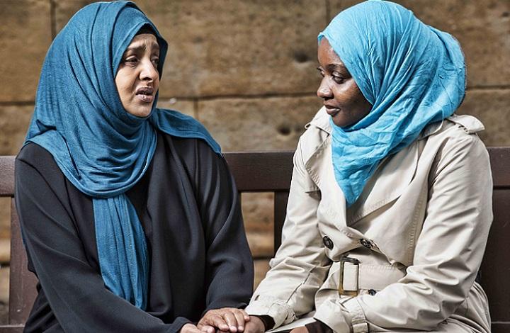 Two women talking
