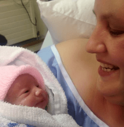 Laura and her new born baby girl