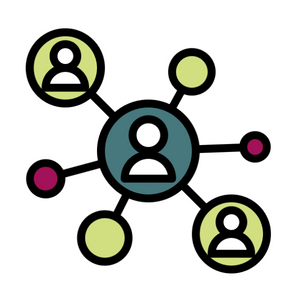 Graphic showing people connected in circles